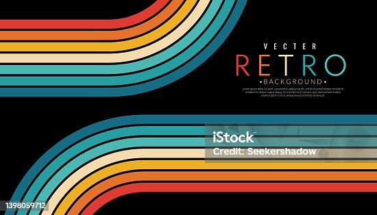 istock Abstract minimalist retro background with rounded stripe elements. Retro background lines 70s. Vector illustration. 1398059712