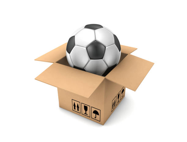 istock Cardboard Box with Soccer Ball 1398061409