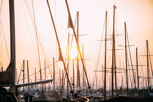 Sailing Masts at Sunset