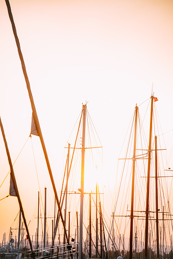 Sailing Masts at Sunset
