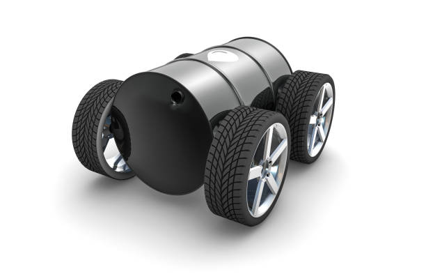 istock Car Wheels with Oil Tank 1398065681