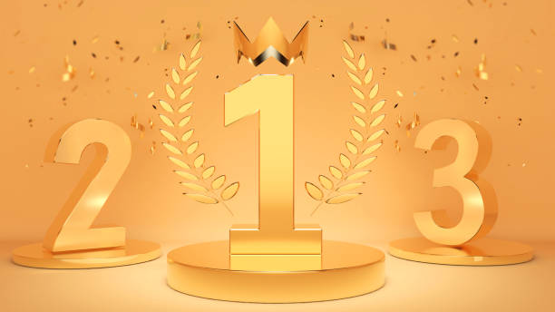 istock 1st, 2nd and 3rd place winners,victory celebration,golden numbers on gold background,3d rendering 1398065691