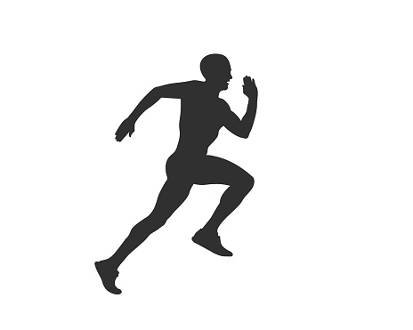 Running man silhouette icon shape symbol. Sport athlete people sign logo. Vector illustration image. Isolated on white bavground.