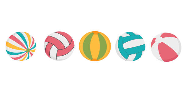 공 세트 - beach ball swimming pool ball child stock illustrations