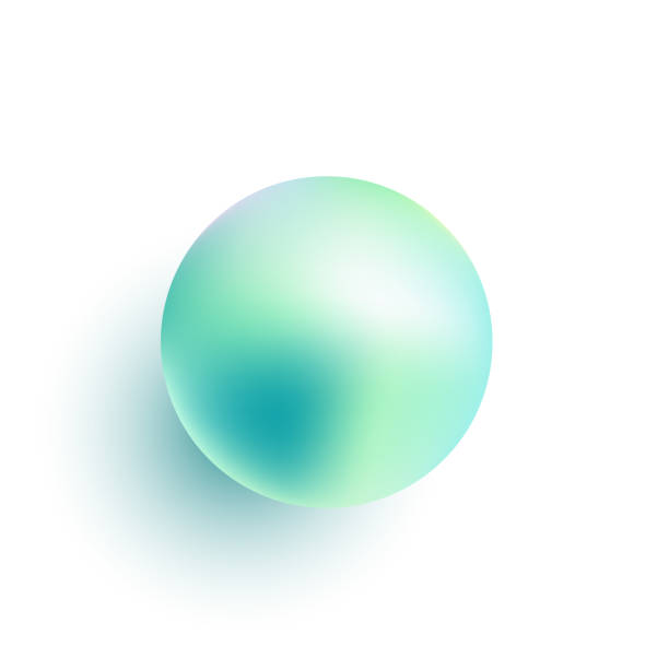 Vector isolated volumetric glossy ball or pearl with shadow. Vector isolated volumetric glossy ball or pearl. stereoscopic images stock illustrations