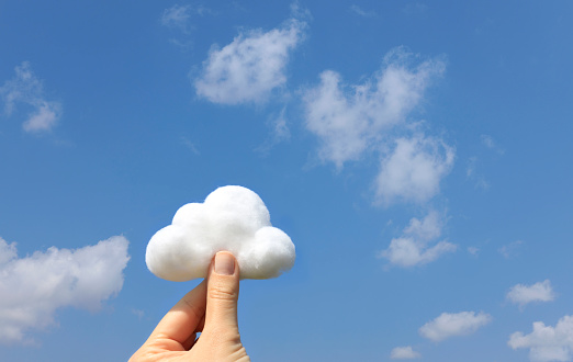 Cotton wool on blue cloud sky background