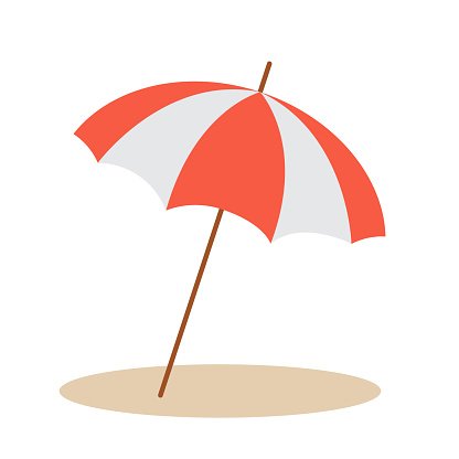 beach umbrella isolated on white background in flat style