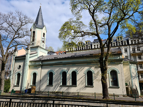 Karlovy Vary czech republic - church St. Peter and Paul near of Hotel Pupp