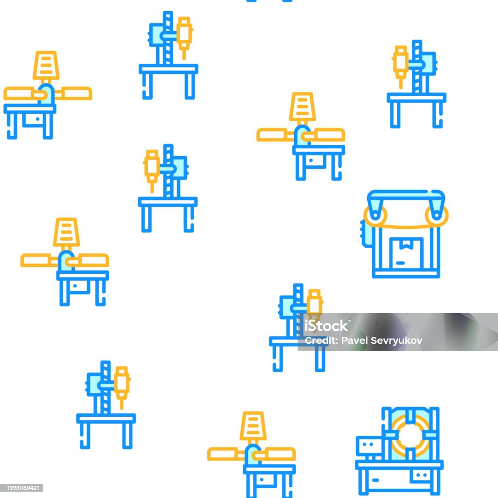 Industrial Machines Vector Seamless Pattern Stock Illustration ...