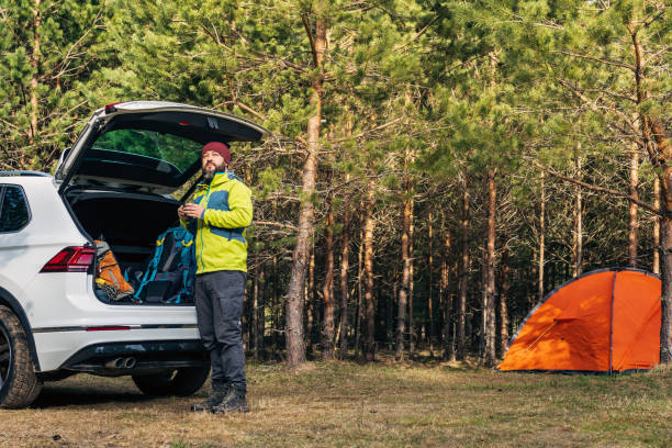 istock Weekend with a tent in the woods 1398087383