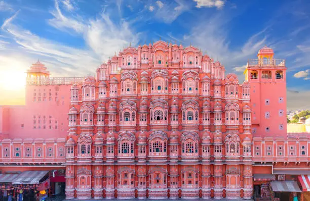 Photo of Pink palace Hawa Mahal, Jaipur, India, beautiful sunset view