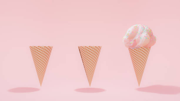istock Pink ice cream cone on pink background. Minimal idea concept. 1398088549
