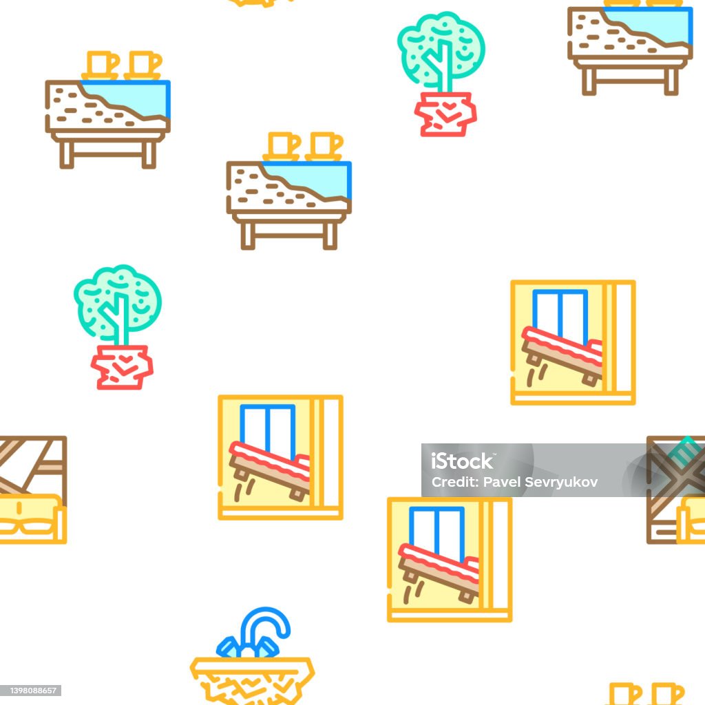 Interior Style Design Vector Seamless Pattern Stock Illustration ...