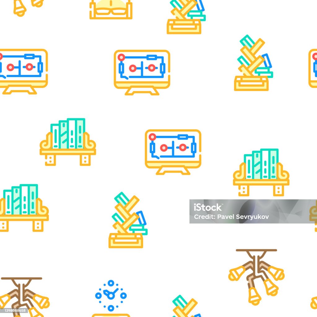 Interior Style Design Vector Seamless Pattern Stock Illustration ...
