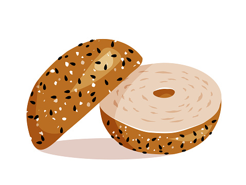 Sesame bagel vector illustration isolated on white background