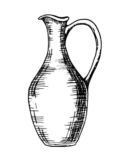 ilustrações, clipart, desenhos animados e ícones de pote de vinho de argila - jug water pottery clay