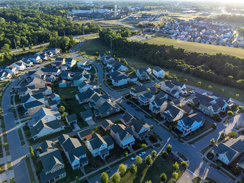 Aerial view of Riverwalk community in Rock Hill South Carolina, US.