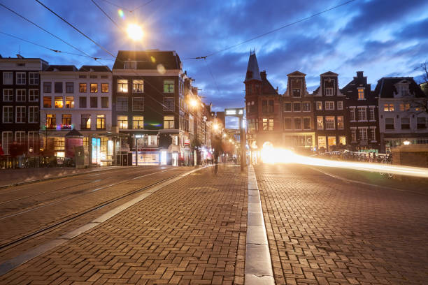 Amsterdam city center at night, The Netherlands