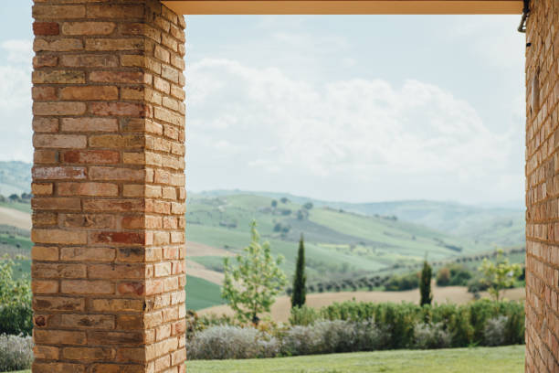 Italian traditional countryside panoramic view stock photo