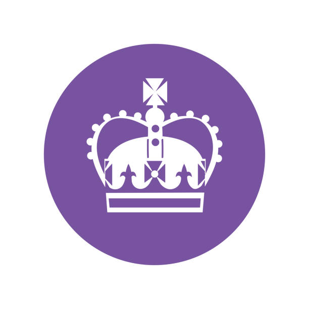 Queen's crown engraving on purple background Queen's crown engraving on purple background. The Queen's Platinum Jubilee celebration. Isolated on white. queen crown stock illustrations