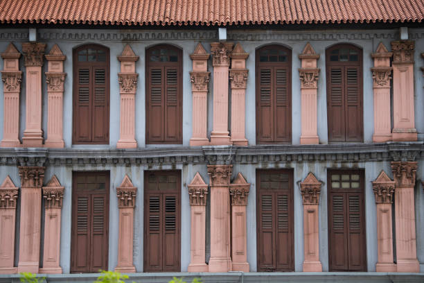 Singapore City,Singapore-September 08,2019: Singapore's Chinatown it's famous for its colourful heritage buildings, hiding old Chinese shophouses.