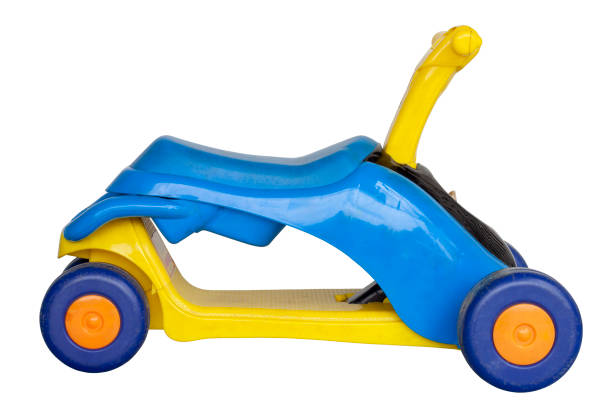istock Plastic bikes for kids to ride on or strollers to learn to walk isolated on white background included clipping path. 1398105224
