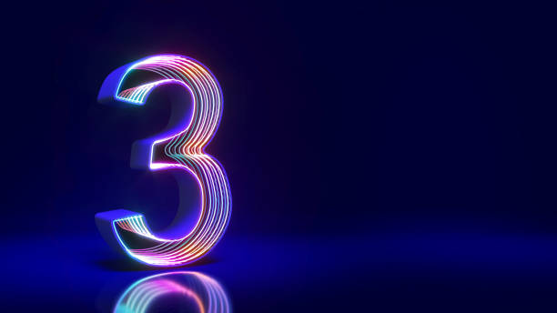 istock Number three sci-fi style Neon lights on dark blue background,3d rendering 1398118387