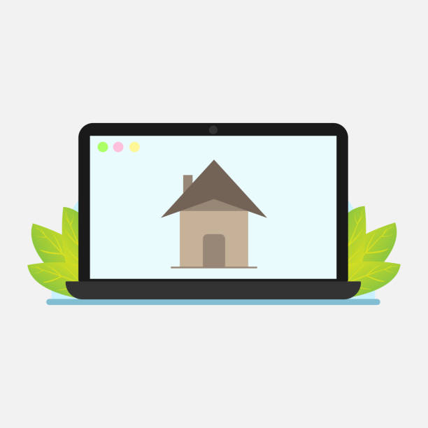 istock Laptop with smart home,  Communication with the team via video online, urgent meeting, remote work, freelance. People on computer screen taking with colleague. Video conferencing and online meeting workspace. Vector illustration. 1398119027