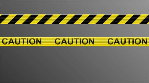 Vector illustration of Yellow caution cross line tape