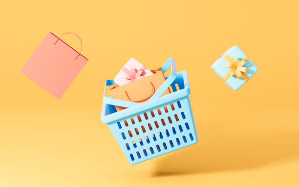 istock Shopping basket with gifts, 3d rendering. 1398120373