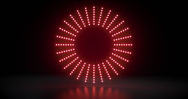 istock Abstract Circular Red Neon Lights - 3D Illustration 1398120859