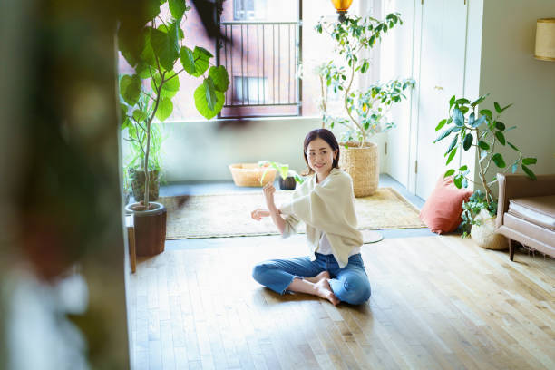 istock Woman stretching in the room 1398121799