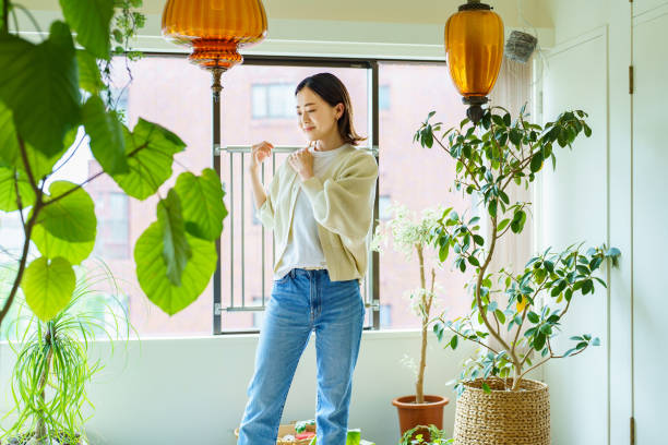 istock Woman stretching in the room 1398121877