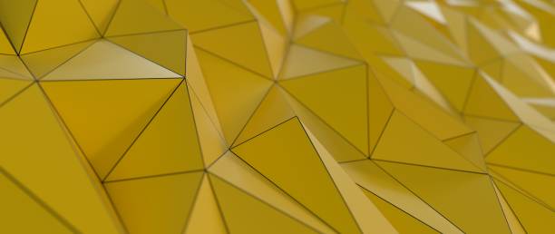 istock Abstract Yellow, Orange Polygonal Background - 3D Illustration 1398122068