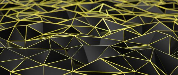 istock Abstract Black And Yellow Polygonal Background - 3D Illustration 1398122080
