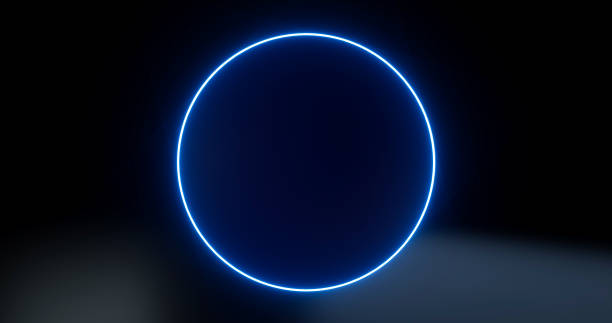 istock Abstract, Minimal Black And Blue Neon Circle Background - 3D Illustration 1398122460