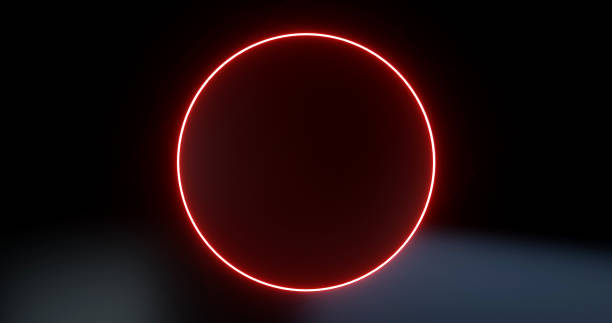 istock Abstract, Minimal Black And Red Neon Circle Background - 3D Illustration 1398122462