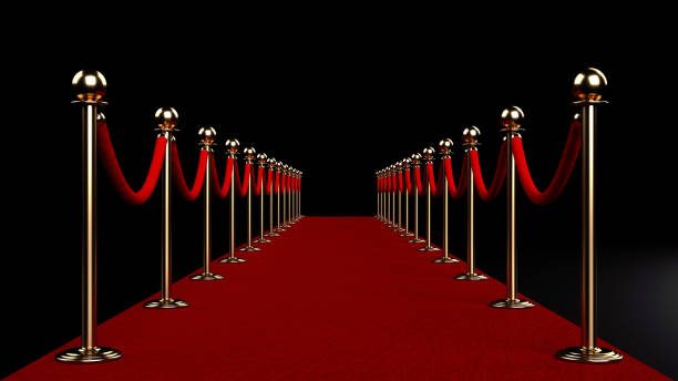 istock Red Carpet And Golden Barrier Background - 3D Illustration 1398122471