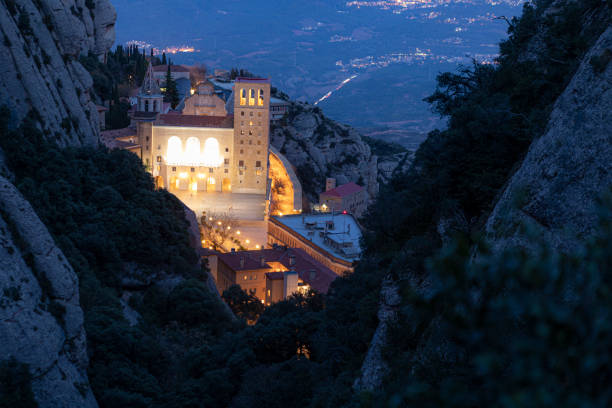 istock Montserrat Abbey at night, views from Trail asceding Sant Jeroni 1398123612