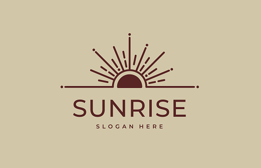 Sunrise Logo creative modern concept design premium. Abstract sun logo sun icon with geometric radial rays of sunburst. Vector illustration
