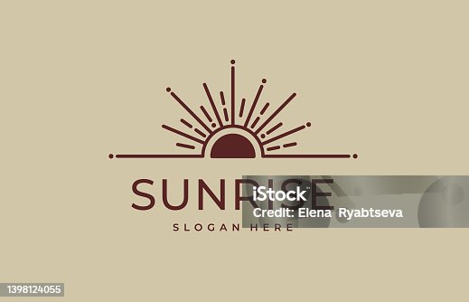 istock Sunrise Logo creative modern concept design premium. Abstract sun logo sun icon with geometric radial rays of sunburst. Vector illustration. 1398124055