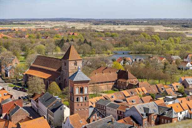 View from the tower of the cathedral in Ribe, which is the oldest town in Denmark and is situated to the south west on the peninsular Jutland