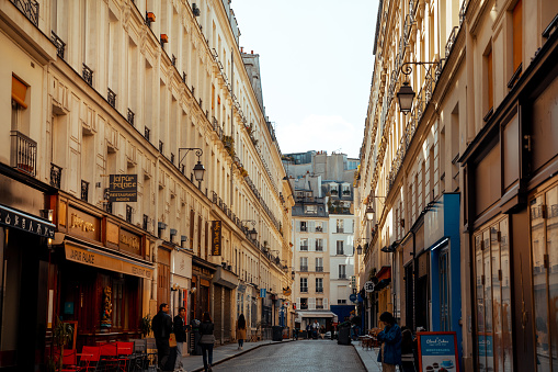 April 30, 2022: Street in II arrondissement in Paris downtown