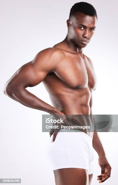 Premium Photo  Black man fitness and body health for exercise mindset  wellness motivation and skincare model in underwear african male training  and athlete muscle bodybuilder or workout lifestyle in studio