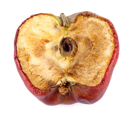Rotten apple isolated on a white background. Full clipping path.