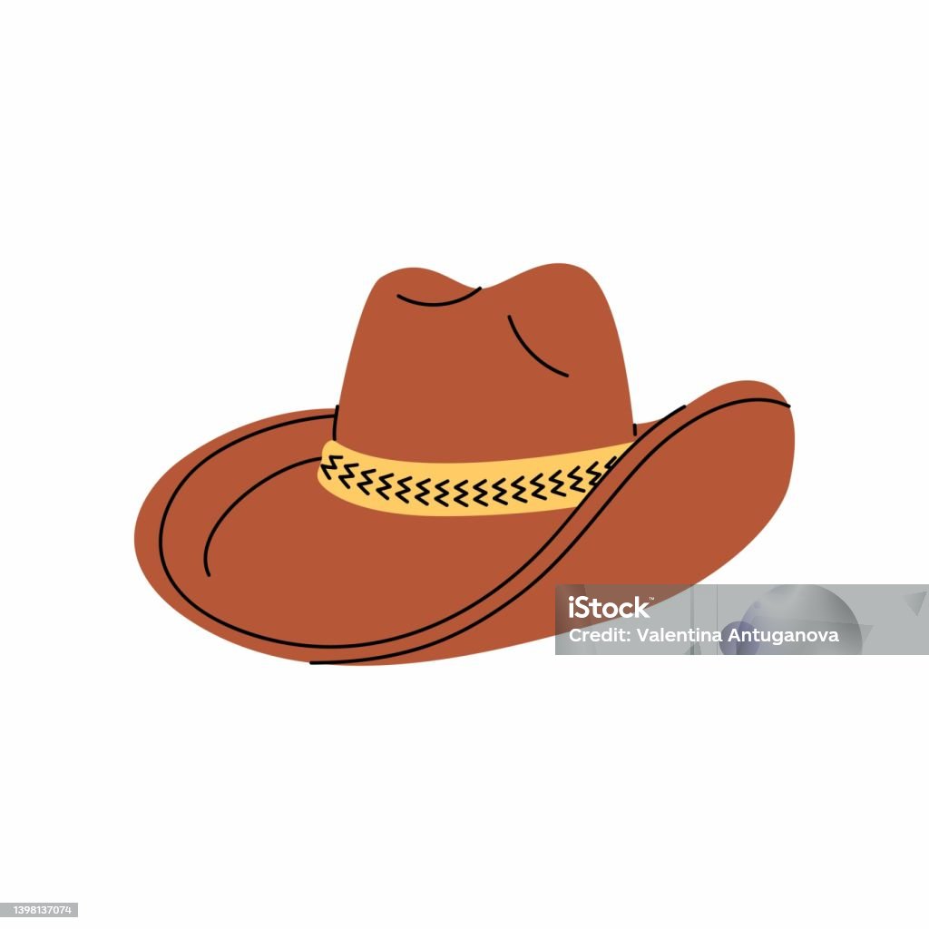 Cappello Da Cowboy Occidentale Marrone Copricapo Accessori Per  Abbigliamento - Immagini vettoriali stock e altre immagini di Cappello da  cowboy - iStock
