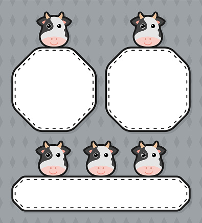 Set of cute banner with Cow