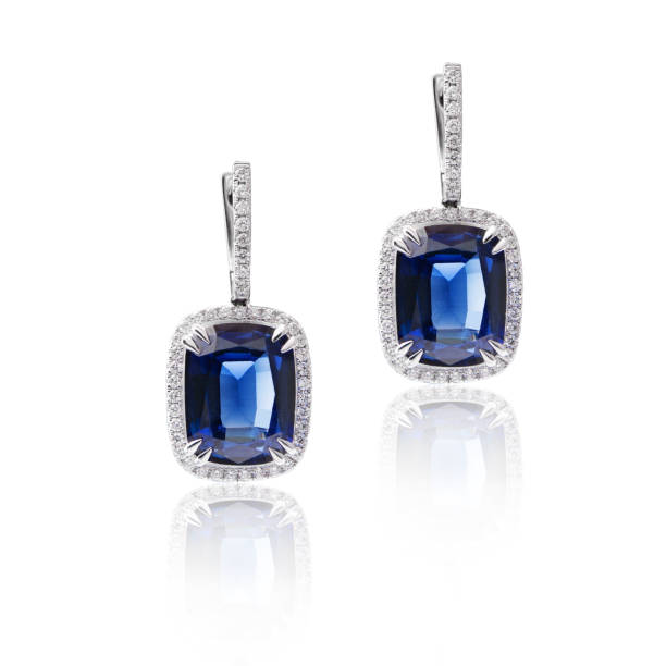 szafirowe i diamentowe kolczyki - diamond earrings zdjęcia i obrazy z banku zdjęć