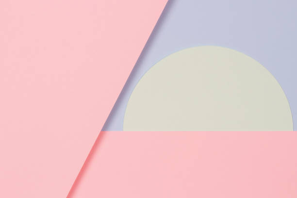 istock Abstract colored paper texture background. Minimal geometric shapes and lines in light blue, pastel pink, green colors 1398143428