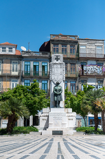 Porto, Portugal. 2022 May 4 . Monument to the Dead of the Great War in Porto on a sunny day in summer 2022.